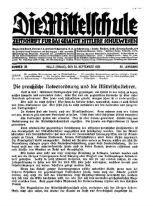 Die preußische Notverordnung und die Mittelschullehrer