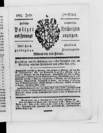 5tes Stück., Ausgabe vom 2. Februar 1785