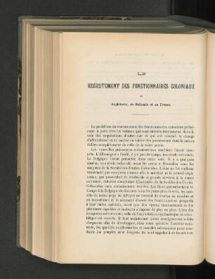 Le Recrutement des Fonctionnaires Coloniaux.