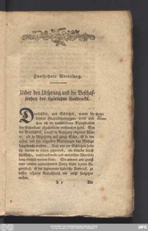 Funfzehnte Vorlesung. Uiber den Ursprung und die Beschaffenheit des figürlichen Ausdrucks.