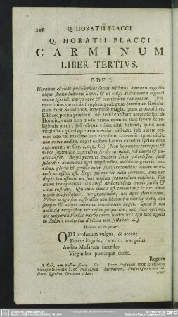 Q. Horatii Flacci Carminum Liber Tertius