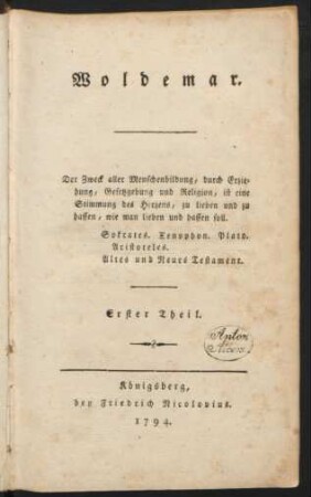 Theil 1: Woldemar