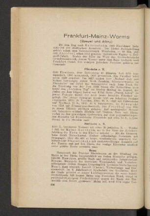 Frankfurt - Mainz - Worms (Speyer und Alzey)
