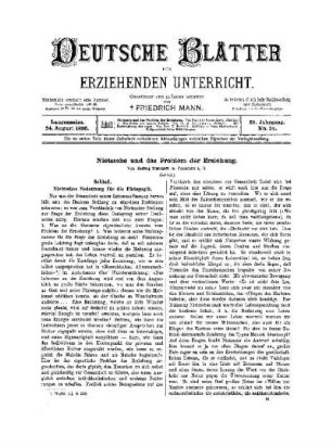Nietzsche und das Problem der Erziehung : (Schluß)