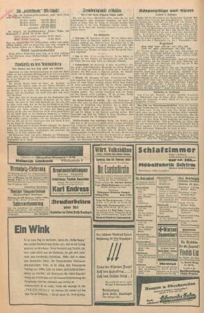 Freie Presse 1933 [o.N.]. Tagesausgabe (Fragment)