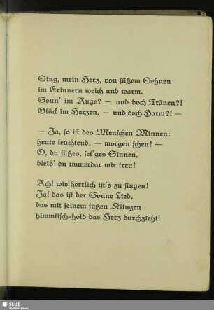Sing, mein Herz, von süßem Sehnen ...