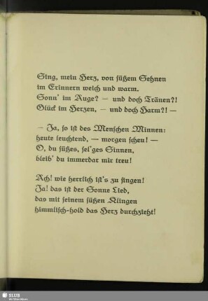 Sing, mein Herz, von süßem Sehnen ...