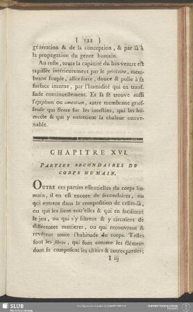 Chapitre XVI. Parties Secondaires Du Corps Humain
