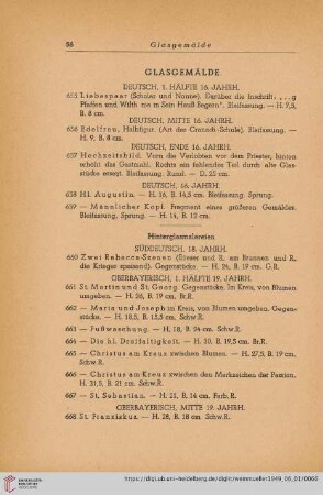 Glasgemälde (Nr. 655 - 668)