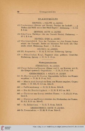 Glasgemälde (Nr. 655 - 668)