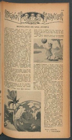 Monólogo de una avispa : Páginas infantiles