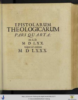 Epistolarum Theologicarum Pars IV.