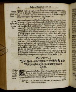 Der XXV. Titul. Von treu-anbefohlener Erbschafft und Abziehung des Trebellianischen vierdten Theils.