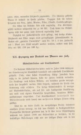 XII. Erzeugung und Vertrieb von Waaren aus Holz.