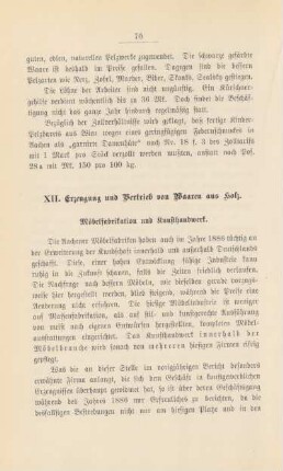 XII. Erzeugung und Vertrieb von Waaren aus Holz.