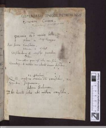 Gymnasii Ingolstadiensis statuta camerae