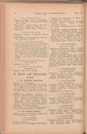 B. Schul- und Unterrichtswesen.