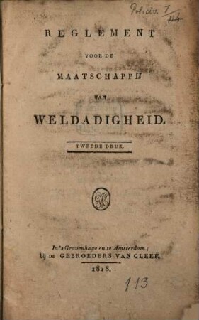 Reglement voor de Maatschappij van Weldadigheid