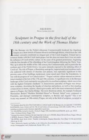 64: Sculpture in Prague in the first half of the 18th century and the work of Thomas Hutter