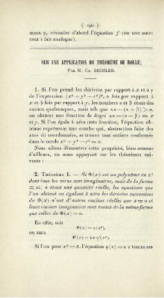 Sur une application du théorème de Rolle.