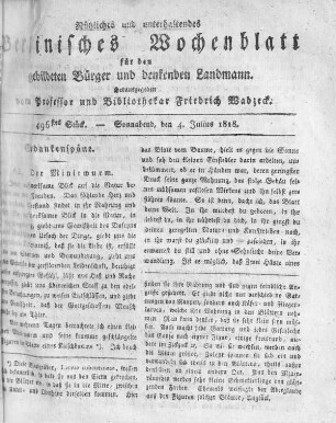 496stes Stück, Sonnabend den 4. Julius 1818