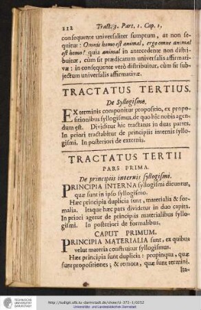 TRACTATUS SECUNDI. PARS TERTIUS. De Syllogismo.
