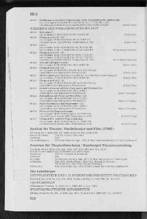 Zentrum für Theaterforschung / Hamburger Theaterforschung