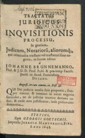 Tractatus Iuridicus De Inquisitionis Processu