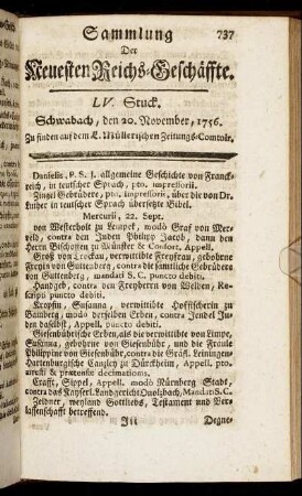 LV. Stuck. Schwabach, den 20. November, 1756.