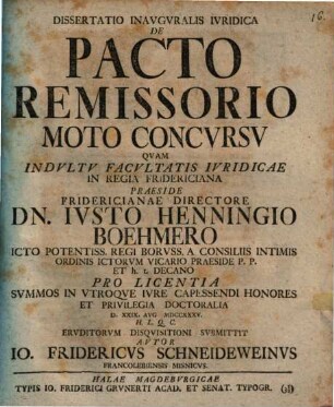 Diss. inaug. iur. de pacto remissorio moto concursu
