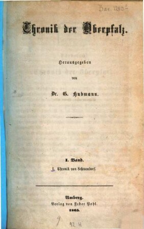 Chronik der Oberpfalz, 1,1. Chronik von Schwandorf