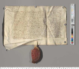 A: Abt Georg des Klosters Speinshart. S: A. E: Abt Friedrich des Klosters Michelfeld. Betreff: Vidimierung der inserierten Urkunde Pfalzgraf Rudolfs II. vom 27. Januar 1341 (= Urkunde Nr. 60).
