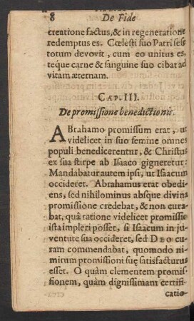 Cap. III. De promissione benedictionis.