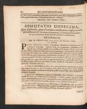 Disputatio Undecima, ...