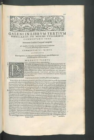 Galeni in librum tertium Hippocratis de morbis vulgaribus