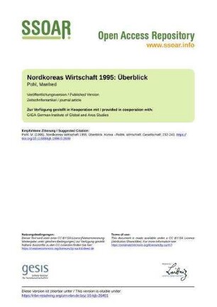 Nordkoreas Wirtschaft 1995: Überblick
