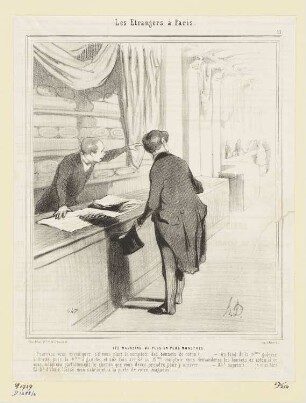 Les Magasins de plus en plus monstres, Blatt 17 der Folge „Les Étrangers à Paris“, in: „Le Charivari“, Paris 1844