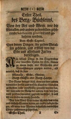 Albaro Alonso Barba, Eines Spanischen Priesters und hocherfahrnen Naturkündigers Berg-Büchlein : Darinnen Von der Metallen und Mineralien Generalia und Ursprung, wie auch von derselben Natur und Eigenschafft, Mannigfaltigkeit, Scheidung und Feinmachung, ingleichen allerhand Edelgesteinen, ihrer Generation etc. ausführlich und nutzbarlich gehandelt wird