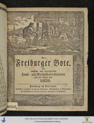 9. Jg.: Der Freiburger Bote: Ein nützlicher und unterhaltender Haus- und Wirthschaftskalender