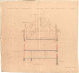 Littmann, Max; Bocksberg; Stallgebäude und Bauernhaus - Stallgebäude - Pferdestall (Schnitt)