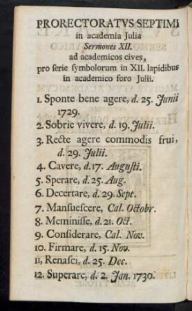Prorectoratus Septimi in academia Julia Sermones VII. ...