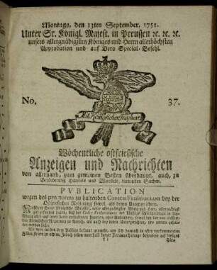 No. 37. Montags, den 13ten September, 1751.
