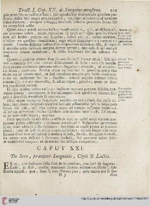 Caput XXI: De Sero, praecipuè Sanguinis, Chyli et Lactis