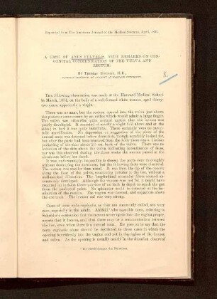A case of anus vulvalis, with remarks on congenital communication of the vulva and rectum