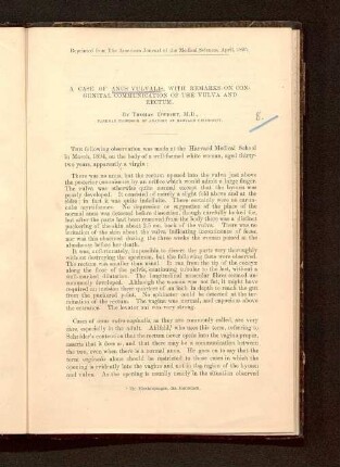 A case of anus vulvalis, with remarks on congenital communication of the vulva and rectum