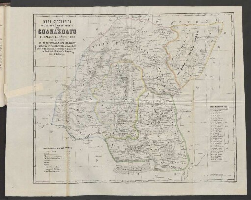Mapa Geografico del Estado ó Departamento Guanaxuato formado el ano de 1863