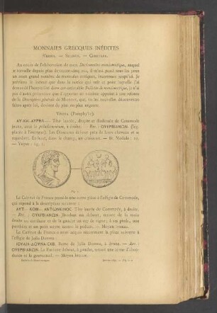 Monnaies grecques inédites : Verbia. - Selinus. - Ceretapa