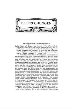 Besprechungen : Philosophisches und Pädagogisches