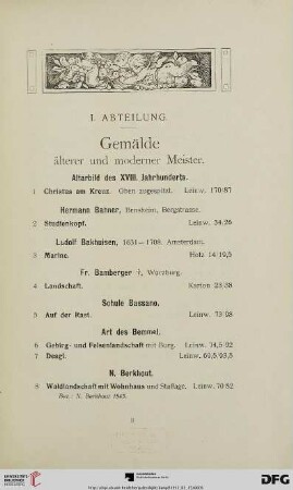 Gemälde älterer und moderner Meister (Nr. 1-178)