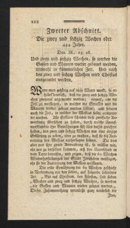 Zweeter Abschnitt. Die zwey und sechzig Wochen oder 434 Jahre.